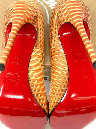 Christian Louboutin So Kate 120 Watersnake Rocaille Orange Pump Heels 38 UK 5