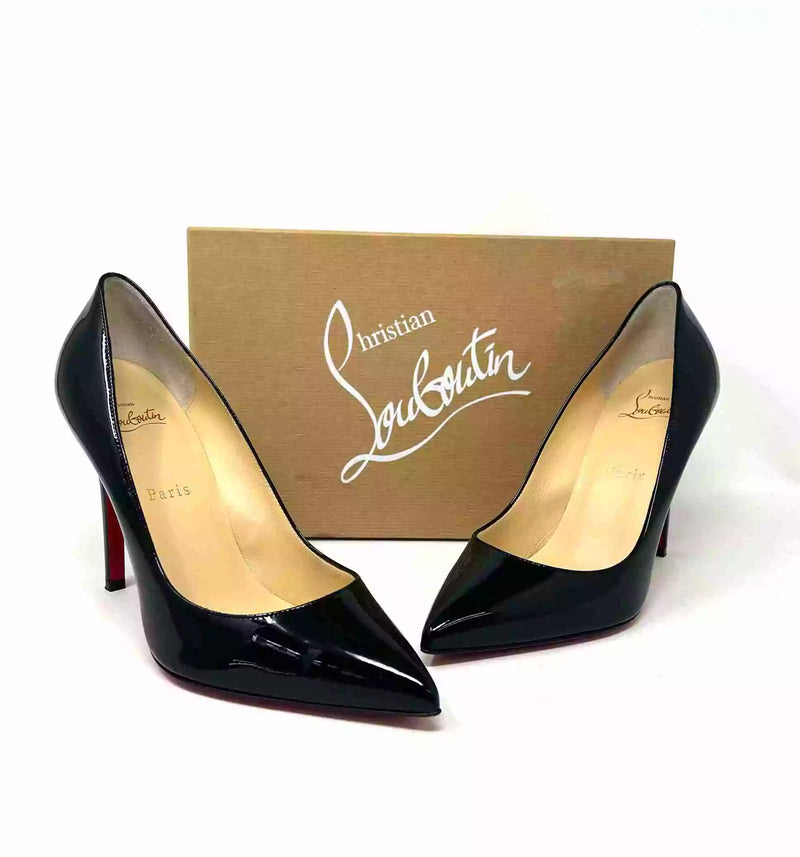 Christian Louboutin Pigalle 100 Black Patent Leather Pump Heels 38.5 U High Heel Hierarchy