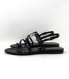 Saint Laurent Cassandra Black Leather Metal YSL Logo Flat Sandals 37 UK 4