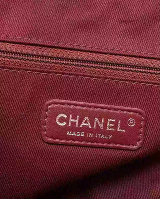 Chanel Deauville Dark Pink Red Canvas Bowling Bag