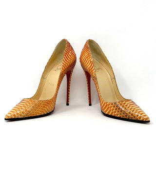 Christian Louboutin So Kate 120 Watersnake Rocaille Orange Pump Heels 38 UK 5