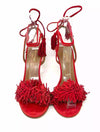 Aquazzura Wild Thing 105 Red Suede Fringed Tassel Heels Sandals 36.5 UK 3.5