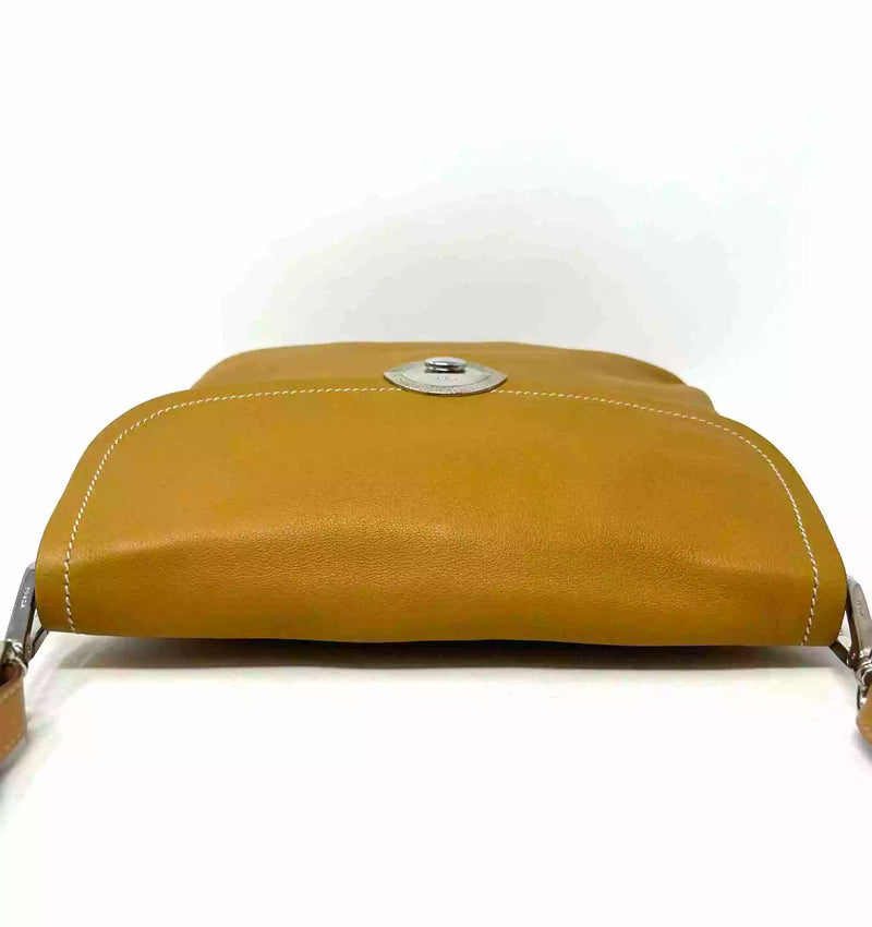 Prada Mustard Leather Flap Shoulder Bag