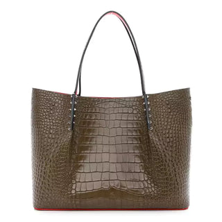 Christian Louboutin Cabarock Crocodile Khaki Leather Tote Bag