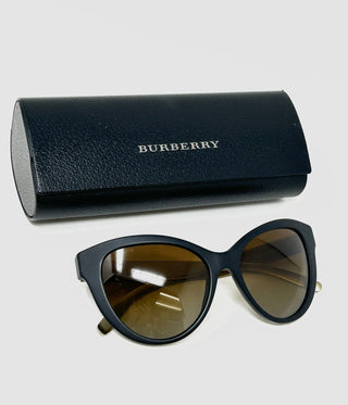 Burberry Black Over-Sized Cat Eye Brown Gradient Polarized Sunglasses - High Heel Hierarchy