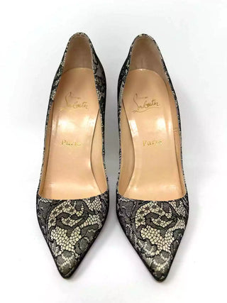 Christian Louboutin Pigalle 120 Black/Nude Crepe Lace Pumps 40 UK 7