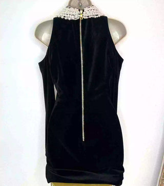 Balmain Pearl And Crystal Embellished Cut Out Shoulder Velvet Mini Dress 38 UK 10