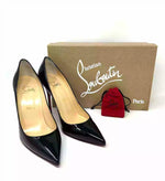 Christian Louboutin Decollete 554 100 Black Patent Leather Pump Heels 38.5 UK 5.5