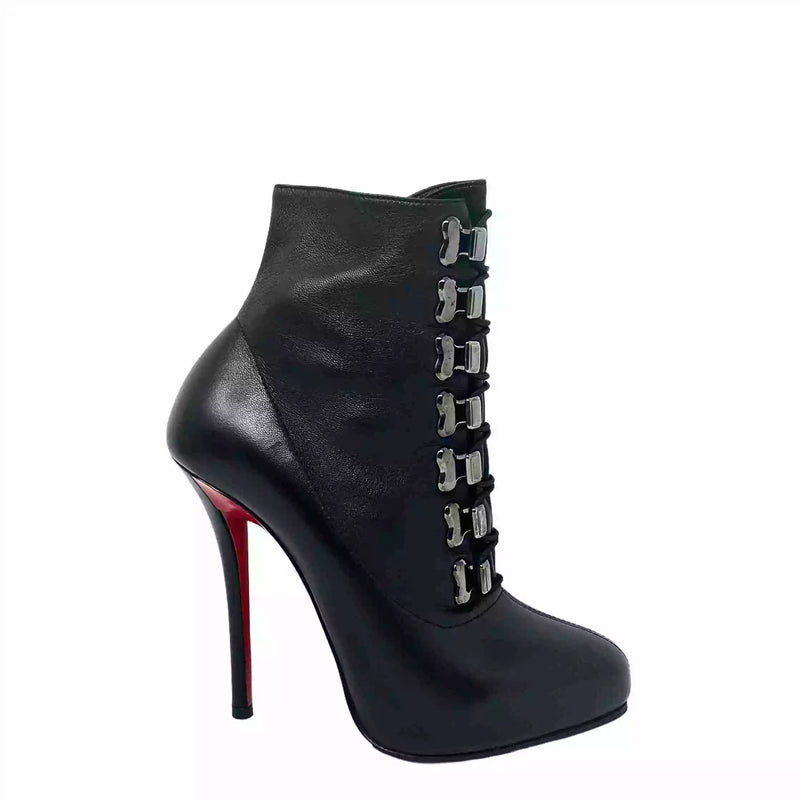 Christian Louboutin Nappa Troopista 120 Black Leather Heel Ankle Boots 35.5 UK 2.5