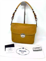 Prada Mustard Leather Flap Shoulder Bag