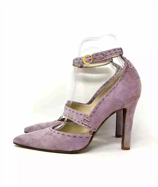 Christian Dior Violet Suede Leather Stitching Detail Strap Heels 36 UK 3