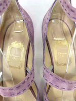 Christian Dior Violet Suede Leather Stitching Detail Strap Heels 36 UK 3