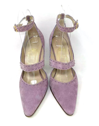 Christian Dior Violet Suede Leather Stitching Detail Strap Heels 36 UK 3