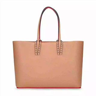 Christian Louboutin Cabata Large Nude Leather Spikes Tote Bag