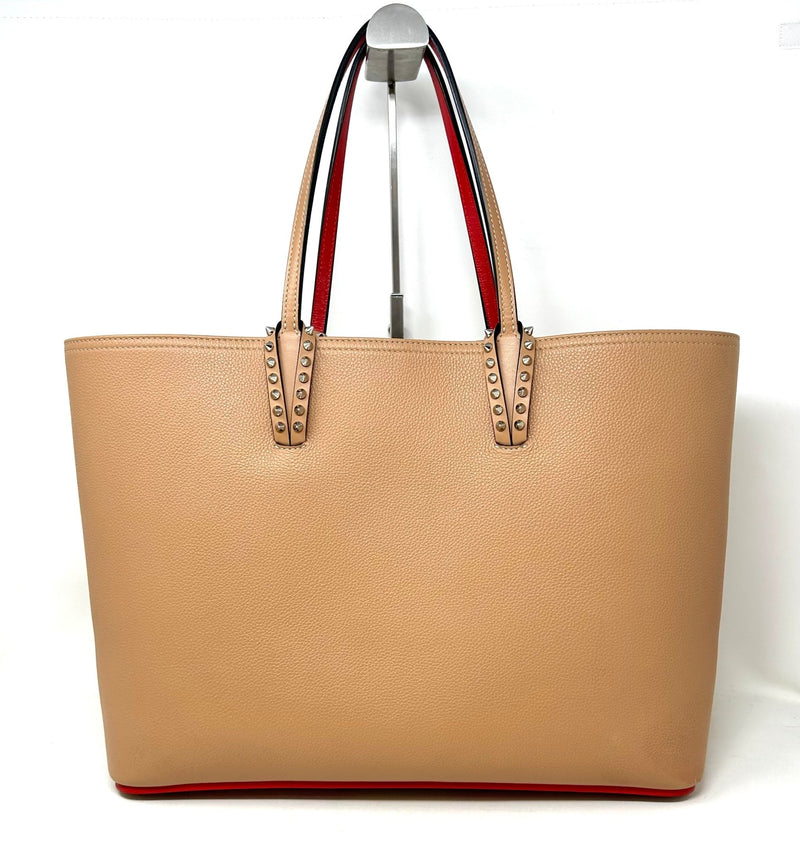 Christian Louboutin Cabata Large Nude Leather Spikes Tote Bag - High Heel Hierarchy