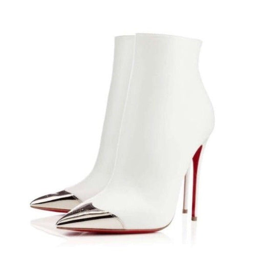 Christian Louboutin Calamijane Booty 120 White Leather Ankle Boots 38 UK 5 - High Heel Hierarchy