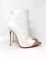 Christian Louboutin Calamijane Booty 120 White Leather Ankle Boots 38 UK 5