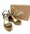 Christian Louboutin Cataconico 120 Brown Leather Espadrille Wedge Sandals small fit 38 UK 5
