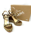 Christian Louboutin Cataconico 120 Brown Leather Espadrille Wedge Sandals small fit 38 UK 5 - High Heel Hierarchy