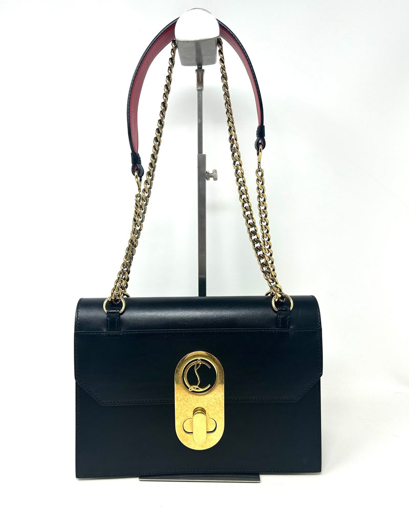 Christian Louboutin Elisa Large Black Leather Gold Chain Bag - High Heel Hierarchy