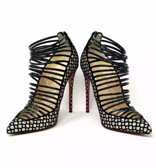 Christian Louboutin Gortik 120 Black Velvet Glitter Bootie Heels 38.5 UK 5.5