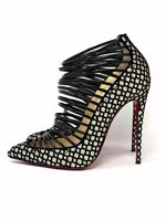 Christian Louboutin Gortik 120 Black Velvet Glitter Bootie Heels 38.5 UK 5.5