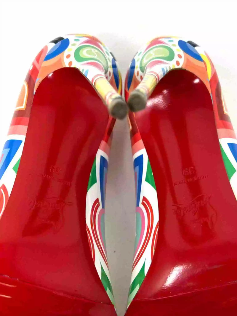 Christian Louboutin Hot Chick 100 Patent Tivoli Multicolor Pump Heels 39 UK 6