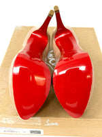 Christian Louboutin Lady Peep 150 Nude Patent Platform Peep Toe Heels 38 UK 5 - High Heel Hierarchy