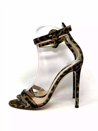 Gianvito Rossi Portofino Leopard Print Sandal Heels 37 UK 4