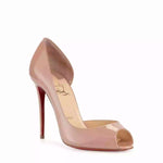 Christian Louboutin Demi You 100 Nude Patent Leather Peep Toe Heels 38 UK 5