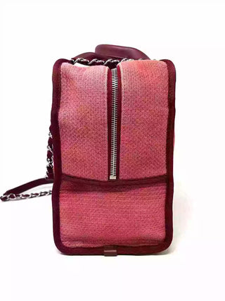 Chanel Deauville Dark Pink Red Canvas Bowling Bag