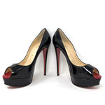 Christian Louboutin Lady Peep 150 Black Patent Leather Platform Heels 39 UK 6