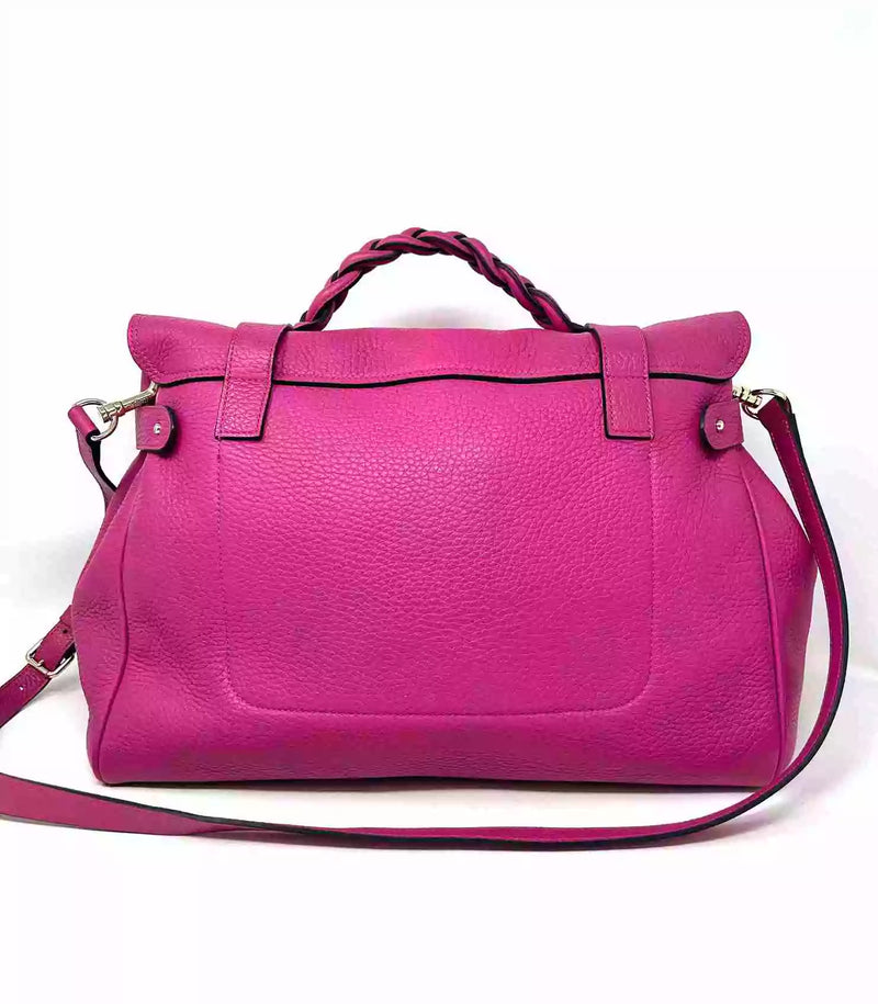 Mulberry Alexa Oversized Pink Heavy Grain Leather Satchel Bag