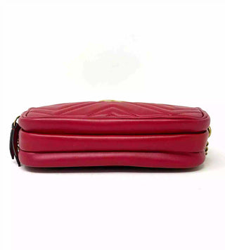 Gucci Marmont Matelasse Red Leather Triple Zip Mini Cross-Body Bag