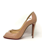 Christian Louboutin Demi You 100 Nude Patent Leather Peep Toe Heels 38 UK 5