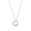 Tiffany & Co Open Heart Silver Pendant Necklace With Diamonds