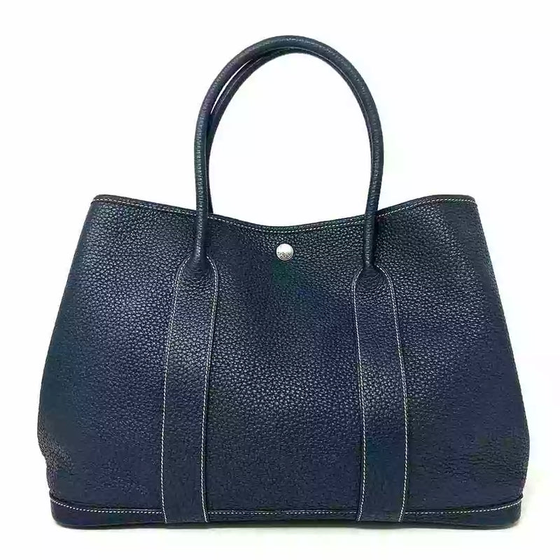 Hermes Garden Party 36 Bleu De Prusse Navy Negonda Leather Tote Bag