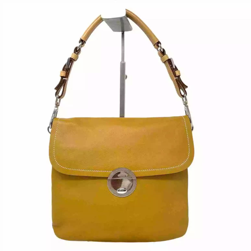 Prada Mustard Leather Flap Shoulder Bag