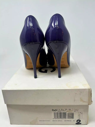 Dolce & Gabanna Viola Purple Patent Leather Peep Toe Heels 39 UK 6