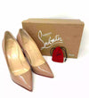 Christian Louboutin Pigalle 100 Nude Patent Leather Pump Heels 40 UK 7