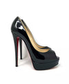 Christian Louboutin Lady Peep 140 Black Patent Leather Platform Heels 38 UK 5