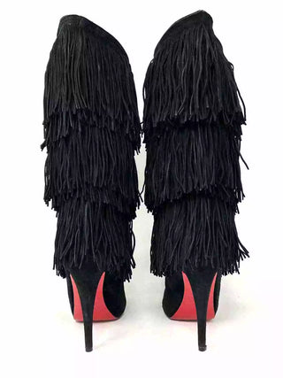 Christian Louboutin Forever Tina Black Suede Fringe Platform Boots EU 36 UK 3