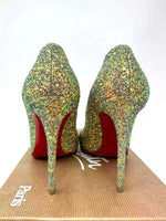 Christian Louboutin Pigalle Follies 100 Glitter Dragonfly Pollen Heels 35 UK 2