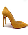 Christian Louboutin Pigalle Follies 100 Mustard Yellow Veau Velours Heels 34