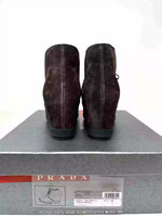 Prada Scamosciato Moro Brown Suede Boots Wedges 39.5 UK 6.5