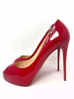 New Very Prive 120 Red Patent Leather Peep Toe Platform Heels 40