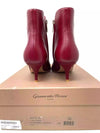 Gianvito Rossi Levy 55 Burgundy Nappa Syrah Mid Heel Ankle Booties 36