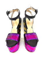 Christian Louboutin Tromploia 160 Multi Sequin Wedge Sandals 40