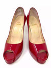 New Very Prive 120 Red Patent Leather Peep Toe Platform Heels 40