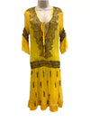 Yellow Silk Lined Tunic Dress Size Small